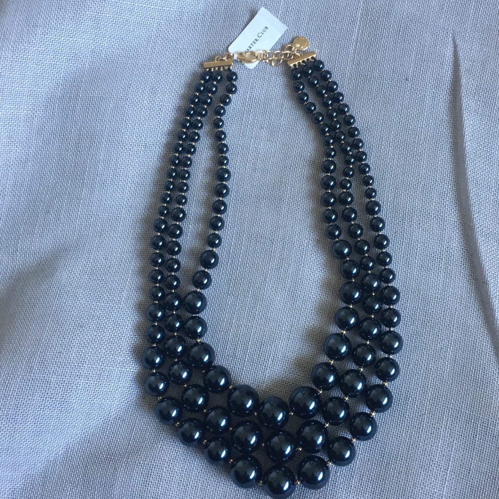 FAUX PEARL THREE-COLLAR NECKLACE